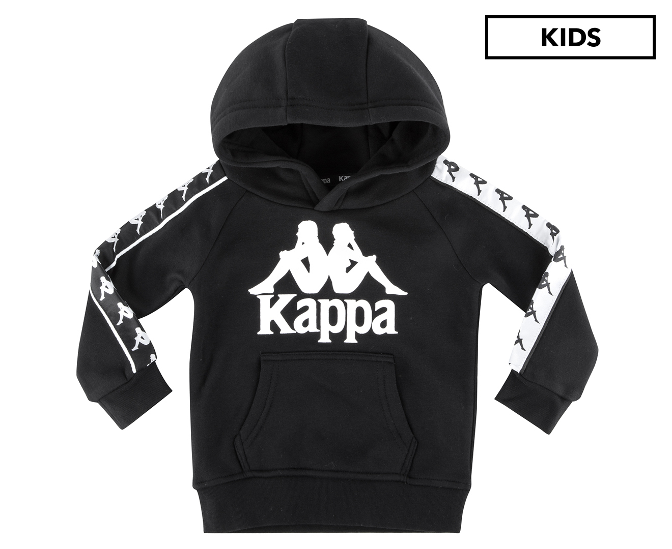 Kappa Kids' 222 Banda Hurtadok Slim Fit Hoodie - Black/White | Catch.co.nz