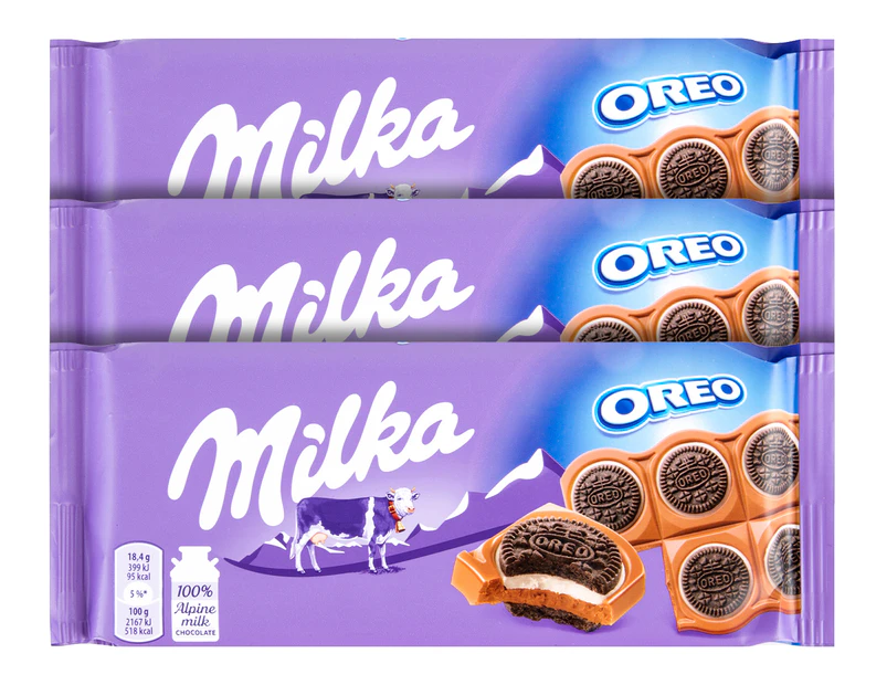 3 x Milka Oreo Chocolate Block 100g