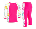 Trespass Childrens/Kids Smiley 3/4 Sleeve Top And 3/4 Bottoms Swim Set (Pink Lady Print) - TP2861