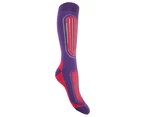 FLOSO Womens Ski Socks (Pack Of 2) (Fuchsia/Purple) - W453