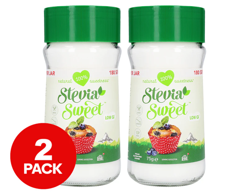 2 x Hermesetas Stevia Sweet Granulated Sweetener Jar 75g