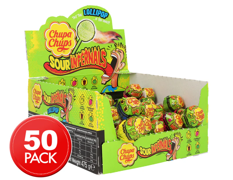 Chupa Chups Sour Infernals Lollipop 50-Pack