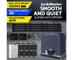 LockMaster Electric Auto Sliding Gate Opener 40w Solar Powered 1200kg 4M Rail