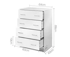 LANGRIA Tallboy 4 Drawers Storage Cabinet - White(AU Stock)
