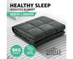 Giselle Bedding Weighted Blanket Adult Heavy Gravity Cotton Cover Deep Relax Calming 9KG Black