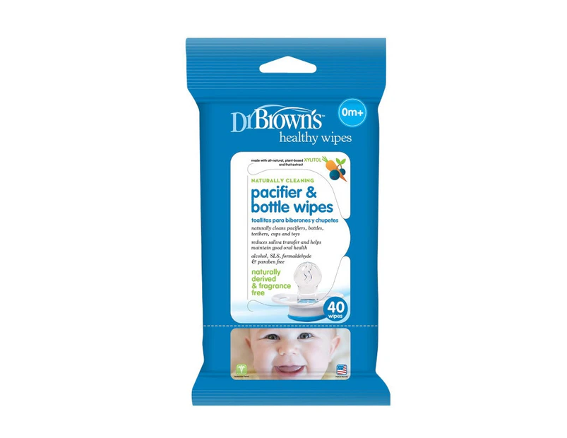 Dr Brown's Natural Pacifier and Bottle Wipes 40 Wipes