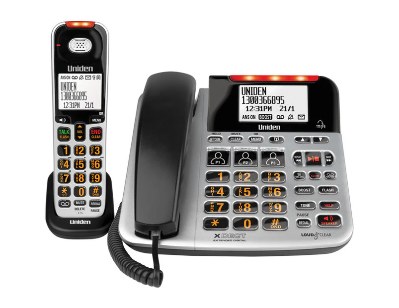 SSE47+1 UNIDEN Corded & Cordless Phone For Visual & Hearing Impaired  Large Display Screen and Buttons  CORDED & CORDLESS PHONE