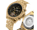 Luxury JARAGAR Automatic Mechanical Watch Black Dial with Calendar Watches Fashion Men's Wristwatch-Golden