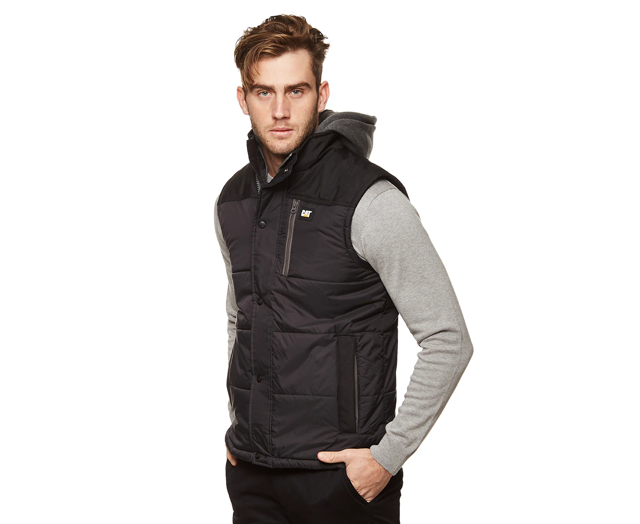 CAT Men's Hooded Work Vest - Black