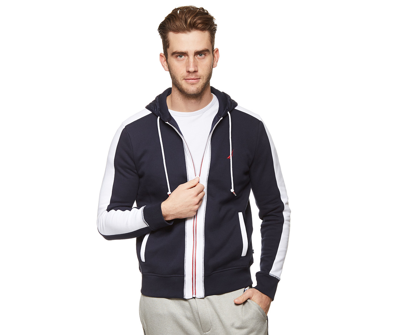 Nautica Men's N Block Tech Fleece Hoodie - Navy/White | Catch.co.nz