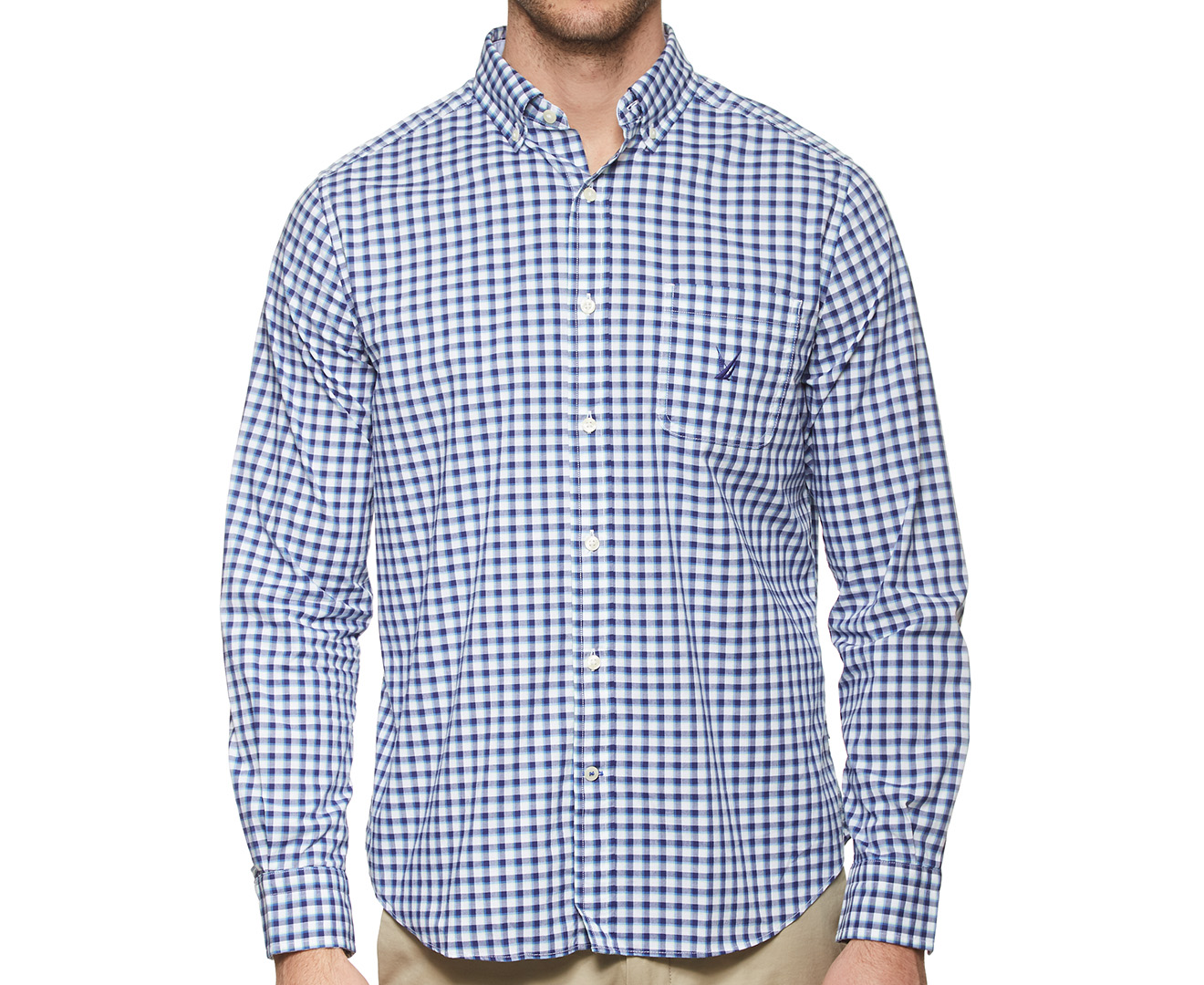 Nautica Men's Blue Sail LS Plaid Shirt - Blue/White | Catch.co.nz