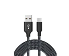 Catzon 1M 2M 3M 1Pack USB Type C Cable Nylon Braided W Phone Cable Fast Charger Cable USB Cord -Black Gray