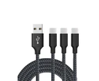 Catzon 1M 2M 3M 3Packs USB Type C Cable Nylon Braided W Phone Cable Fast Charger Cable USB Cord -Black Gray