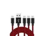 Catzon 1M 2M 3M 4Packs USB Type C Cable Nylon Braided W Phone Cable Fast Charger Cable USB Cord -Black Red