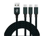 Catzon 1M 2M 3M 3Packs USB Type C Cable Nylon Braided W Phone Cable Fast Charger Cable USB Cord -Black Blue