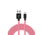 Catzon 1M 2M 3M 1Pack USB Type C Cable Nylon Braided W Phone Cable Fast Charger Cable USB Cord -Pink White