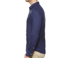Nautica Men's LS Linen Solid Shirt - Navy