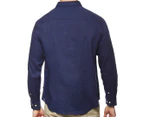 Nautica Men's LS Linen Solid Shirt - Navy