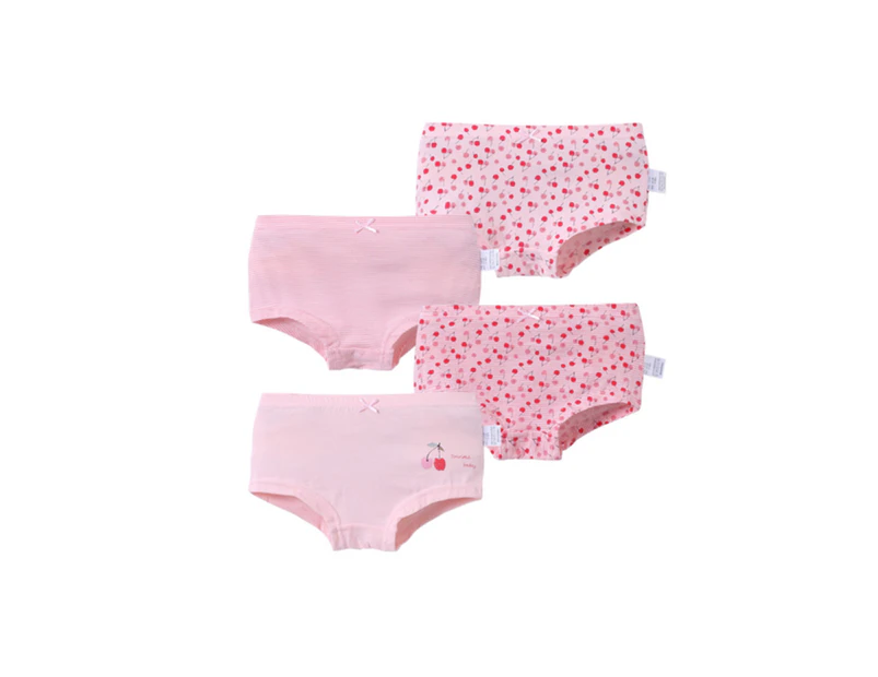 GM-ALL 4PCS Girls Underwear Set Soft Cotton Briefs Breathable - PINK