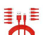 Catzon 1M 2M 3M 10Packs USB Type C Cable Nylon Braided Phone Cable Fast Charger Cable USB Cord -Red
