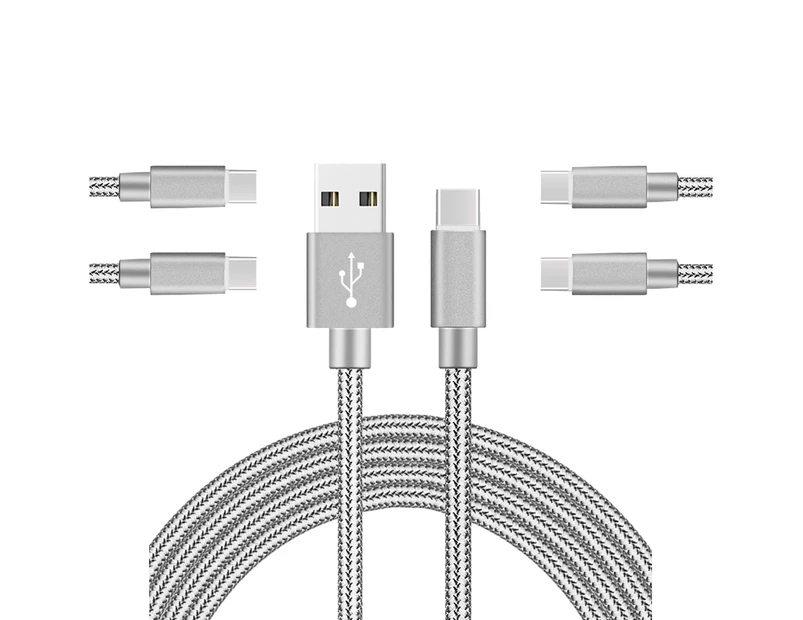 Catzon 1M 2M 3M 5Packs USB Type C Cable Nylon Braided Phone Cable Fast Charger Cable USB Cord -Gray