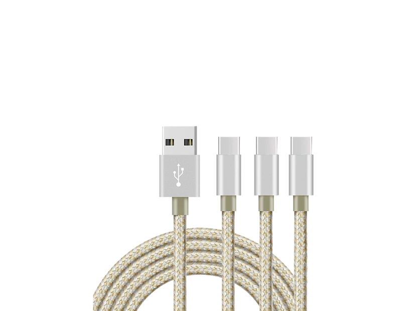Catzon 1M 2M 3M 3Packs USB Type C Cable Nylon Braided Phone Cable Fast Charger Cable USB Cord -Gold Silver