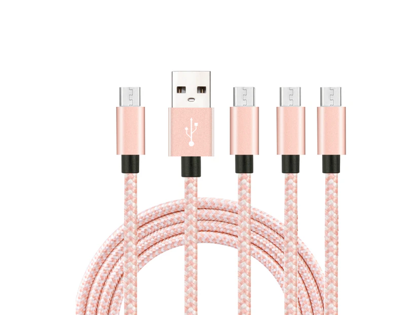 Catzon 1M 2M 3M 4Packs Micro USB Cable Nylon Braided Phone Cable Fast Charger Cable USB Cord -Pink White
