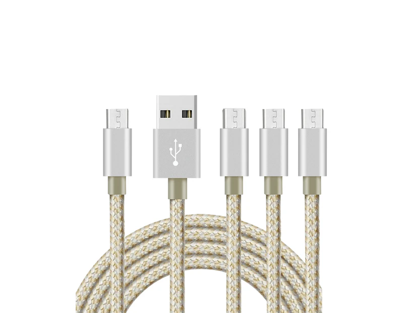 Catzon 1M 2M 3M 4Packs Micro USB Cable Nylon Braided Phone Cable Fast Charger Cable USB Cord -Gold Silver