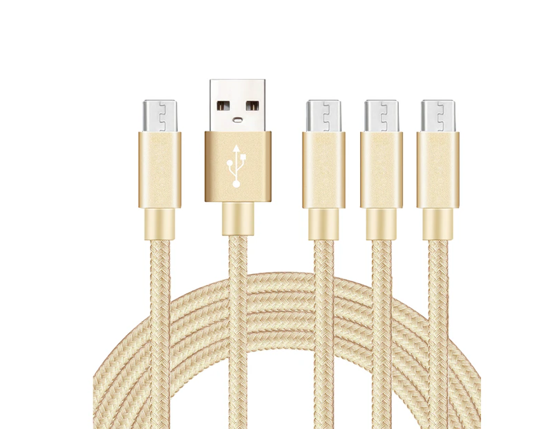 Catzon 1M 2M 3M 4Packs Micro USB Cable Nylon Braided Phone Cable Fast Charger Cable USB Cord -Gold