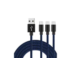 Catzon 1M 2M 3M 3Packs Micro USB Cable Nylon Braided W Phone Cable Fast Charger Cable USB Cord -Black Blue