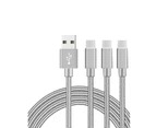 Catzon 1M 2M 3M 3Packs Micro USB Cable Nylon Braided Phone Cable Fast Charger Cable USB Cord -Gray