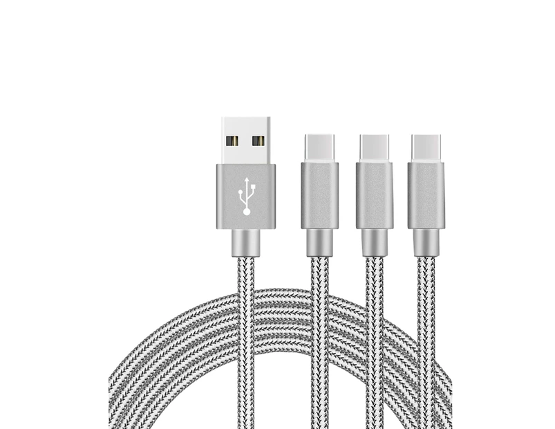 Catzon 1M 2M 3M 3Packs Micro USB Cable Nylon Braided Phone Cable Fast Charger Cable USB Cord -Gray