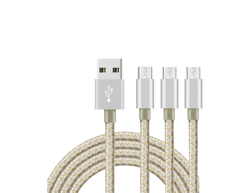Catzon 1M 2M 3M 3Packs Micro USB Cable Nylon Braided Phone Cable Fast Charger Cable USB Cord -Gold Silver