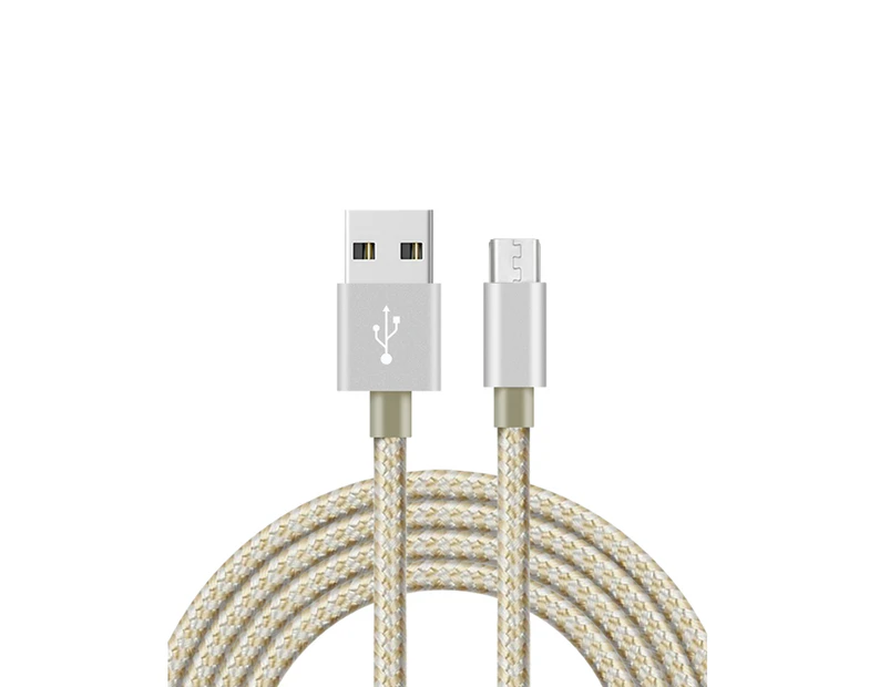 Catzon 1M 2M 3M 1Pack Micro USB Cable Nylon Braided Phone Cable Fast Charger Cable USB Cord -Gold Silver