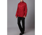 Catzon Men's Auspicious Reversible Chinese Shirt-Black/Red
