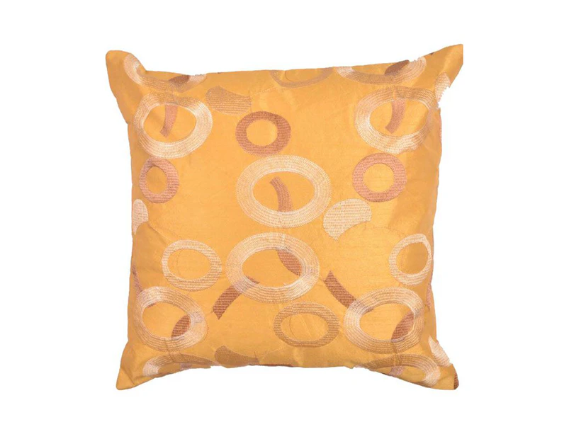 Circle Print Silk [ Embroiderey on Silk Designer Cushion Cover]