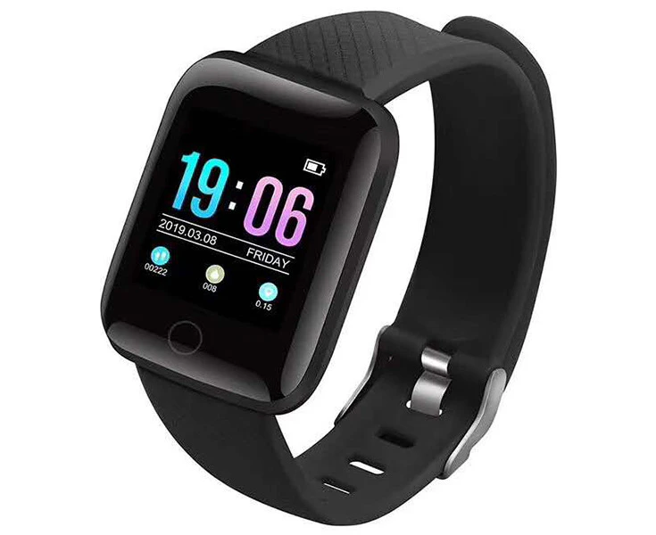 116plus Smart Watch Bluetooth Pedometer Multifunction USB Direct Charge Sports Bracelet-Black