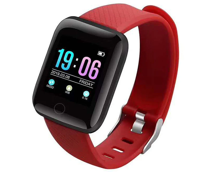 116plus Smart Watch Bluetooth Pedometer Multifunction USB Direct Charge Sports Bracelet-Red