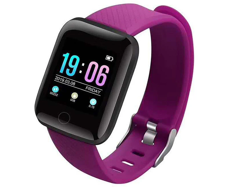 116plus Smart Watch Bluetooth Pedometer Multifunction USB Direct Charge Sports Bracelet-Plum Pie