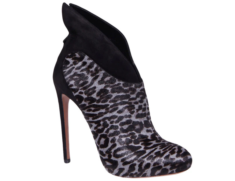 Alaïa Women's Zip Leopard Bootie - Grey/Black