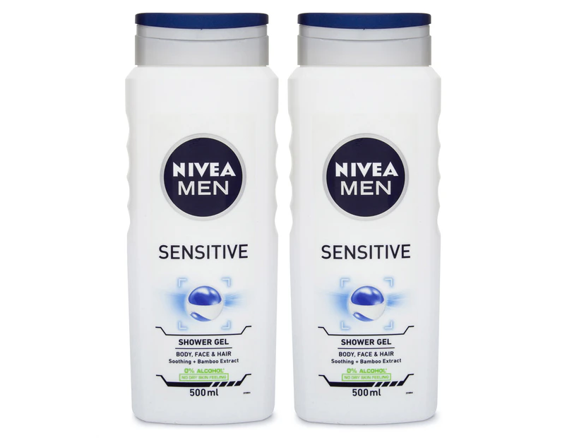 2 x Nivea Men Sensitive Shower Gel 500mL