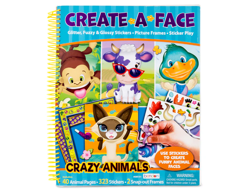 Create-A-Face Crazy Animals Sticker Activity Book