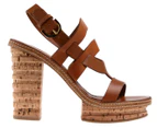 Sergio Rossi Women's Textured Cork-Heel Sandal - Tan