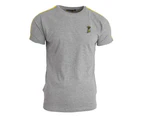Brave Soul Mens Side Stripe T Shirt With Banana Embroidery Design (Grey Marl/Mustard/White) - SHIRT390