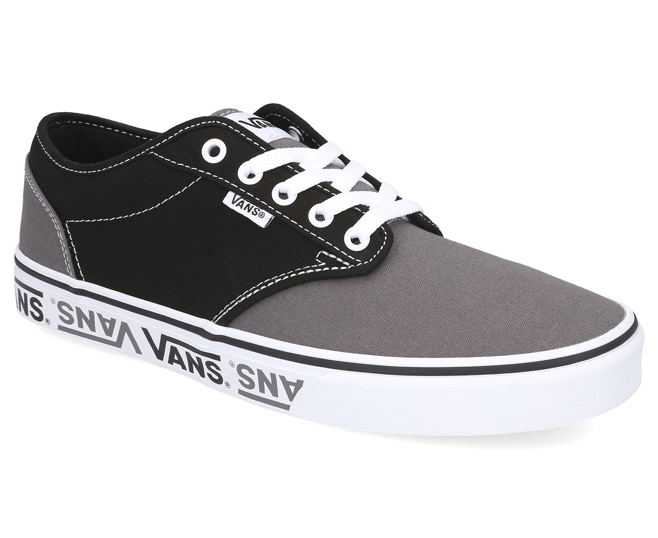 Vans Men's Atwood Sidewall Logo Sneaker Shoe - Black/Grey | Catch.co.nz