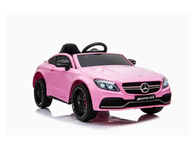 Licensed Mercedes C63 AMG Pink 12Volt 2x 35Watt Motor With Parent Remote Leather Seat Ride On CAR
