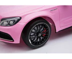 Licensed Mercedes C63 AMG Pink 12Volt 2x 35Watt Motor With Parent Remote Leather Seat Ride On CAR
