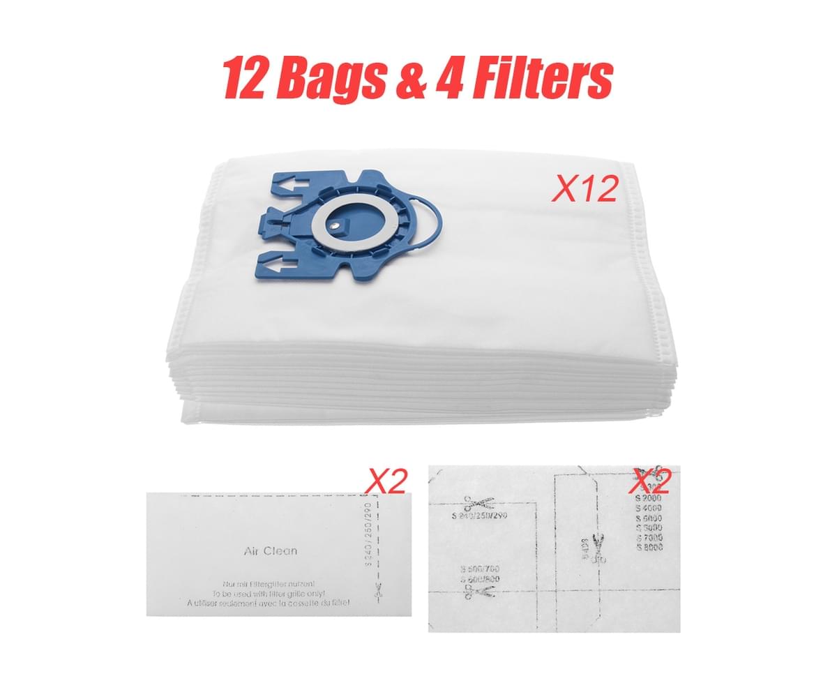 12pcs Vacuum Cleaner Bags For Miele 3D GN COMPLETE C2 C3 S2 S5 S8 S5000-S5999 