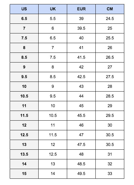 Skechers Toddler Size Chart