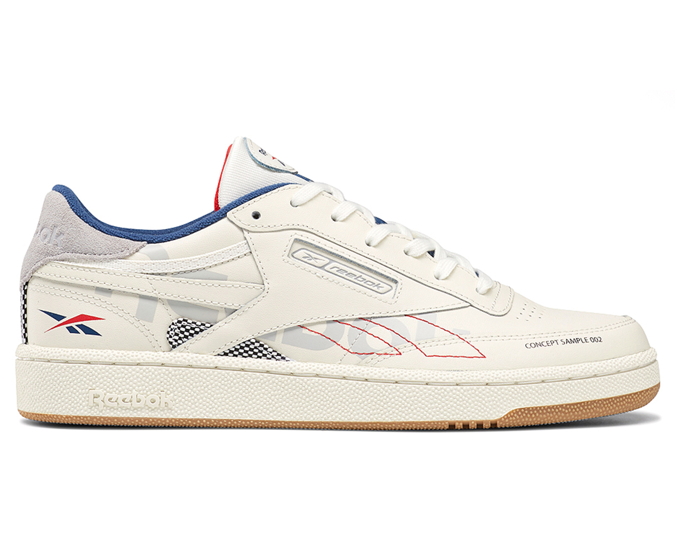 Reebok Men s Club C 85 ATI 90s Shoe Chalk Grey Blue Red